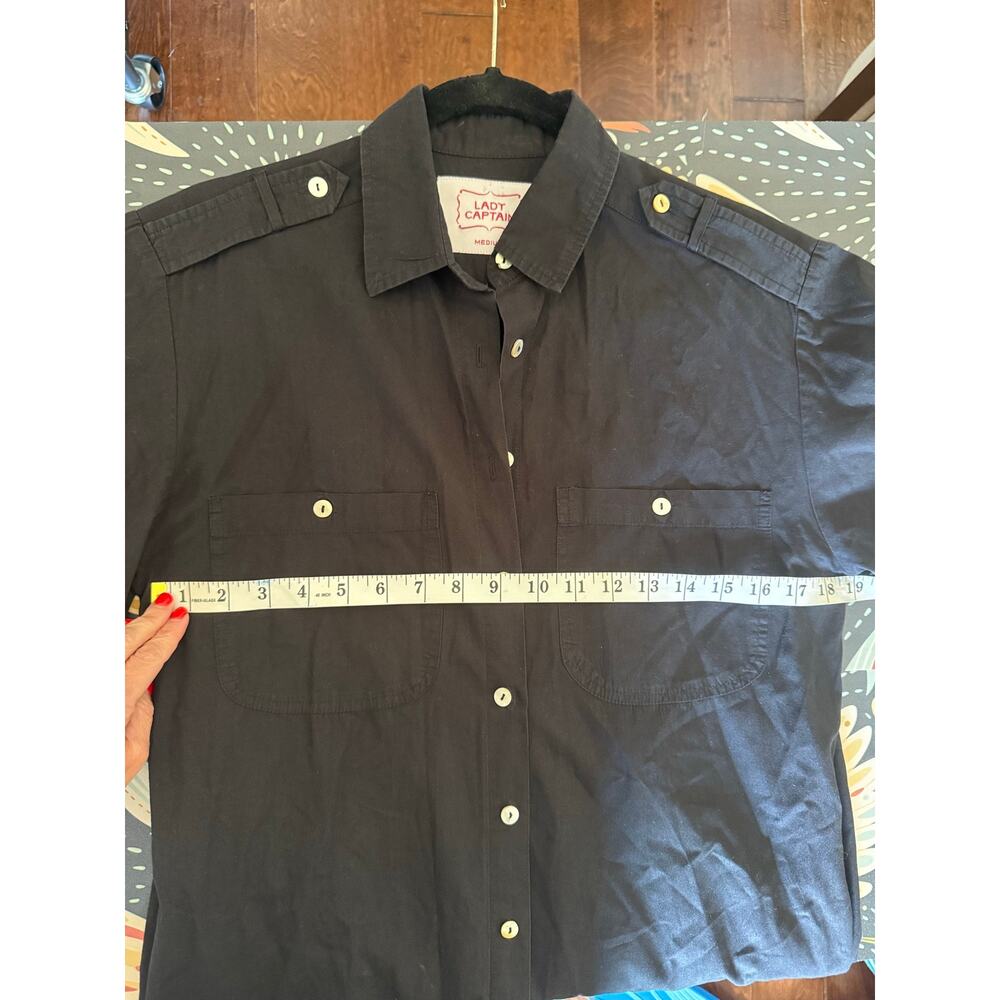 Lady Captain black button down midi size M - Picture 6 of 8